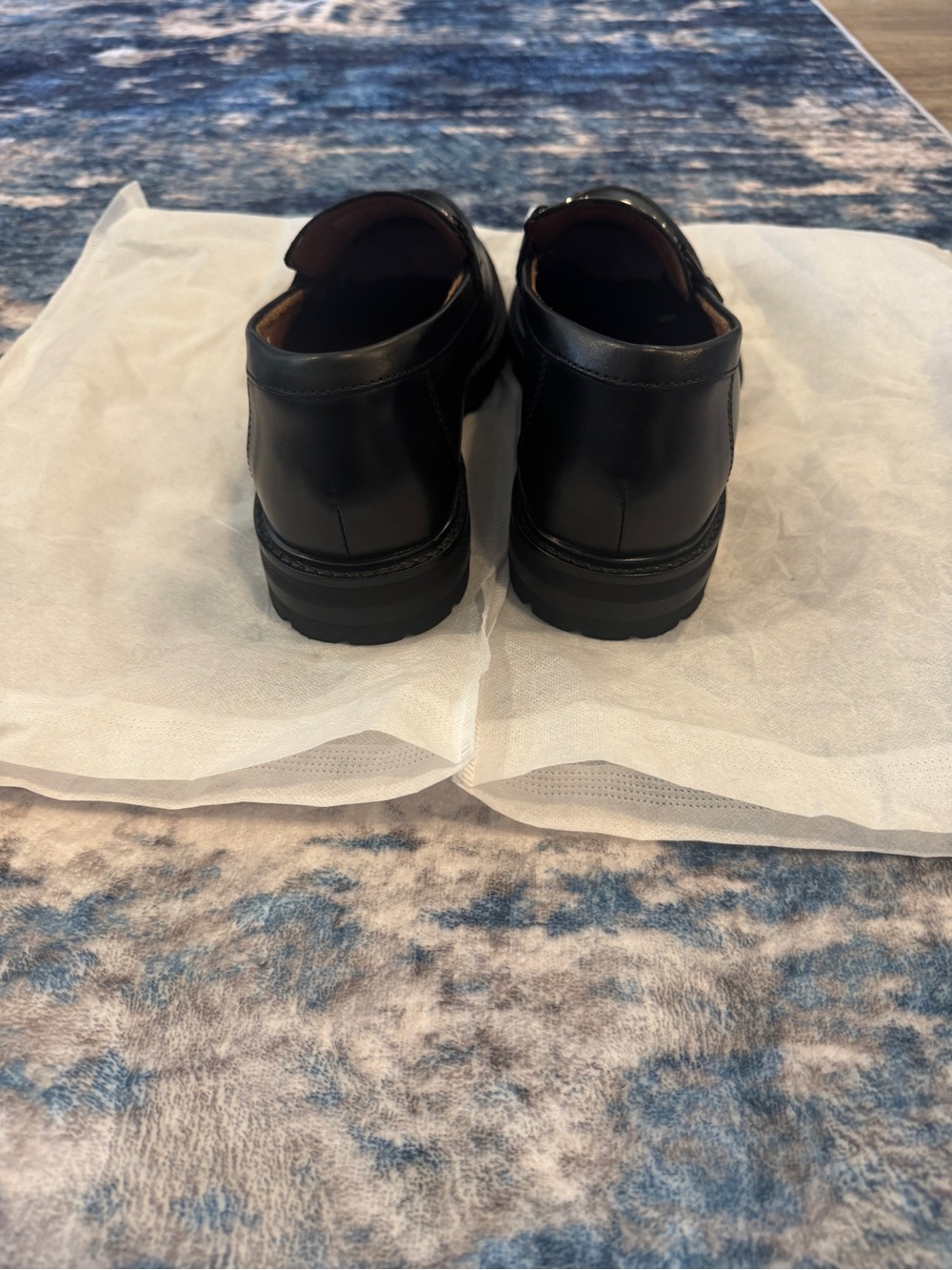 Stacey Adams Leather Dress Loafers with Silver Chain Accent - Picture 6 of 7